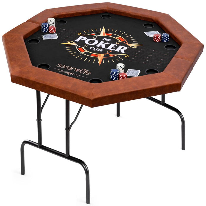84" Foldable Poker Table for 8 Players, Water-Resistant Cushioned Rail