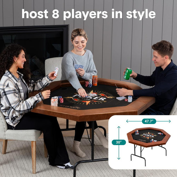 84" Foldable Poker Table for 8 Players, Water-Resistant Cushioned Rail