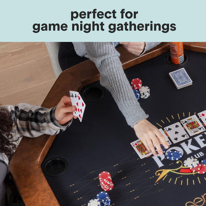 84" Foldable Poker Table for 8 Players, Water-Resistant Cushioned Rail