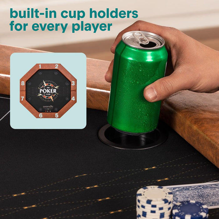 84" Foldable Poker Table for 8 Players, Water-Resistant Cushioned Rail