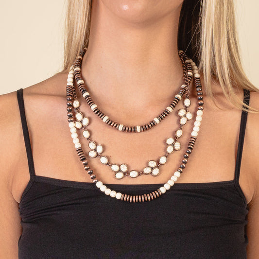 92016 - Squash Blossom Necklace - Ivory & Copper