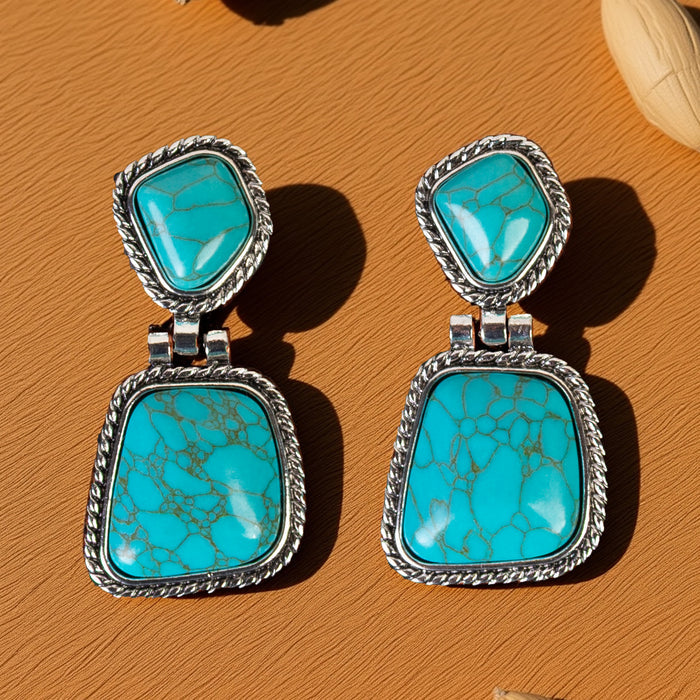 93538 - Squash Blossom Earrings - Turquoise & Silver