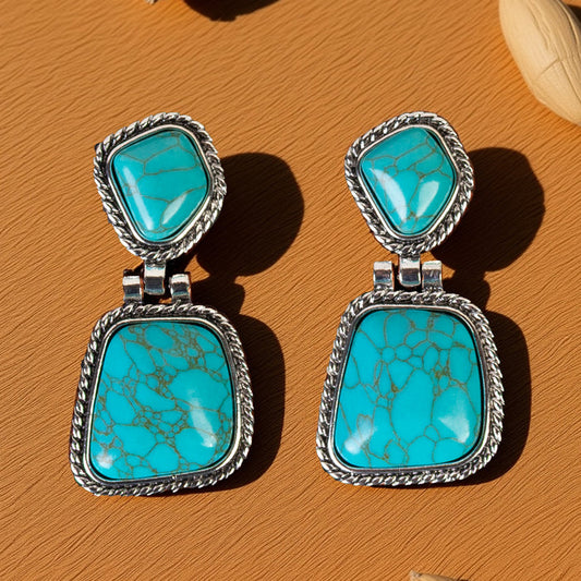 93538 - Squash Blossom Earrings - Turquoise & Silver