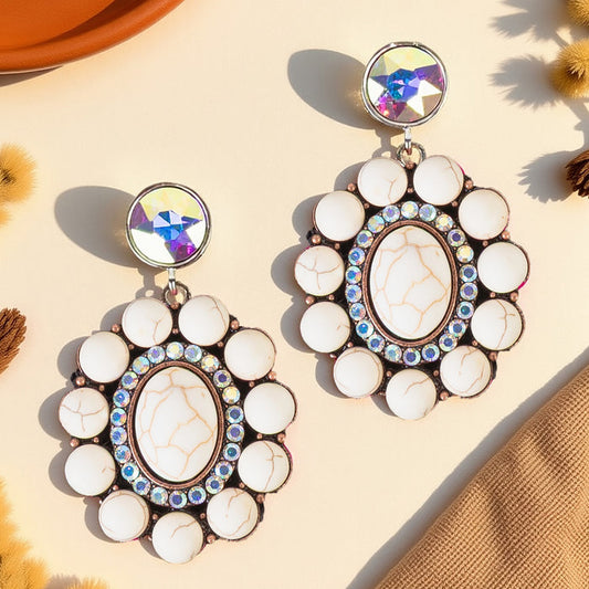 93540 - Squash Blossom Earrings - Ivory & Copper