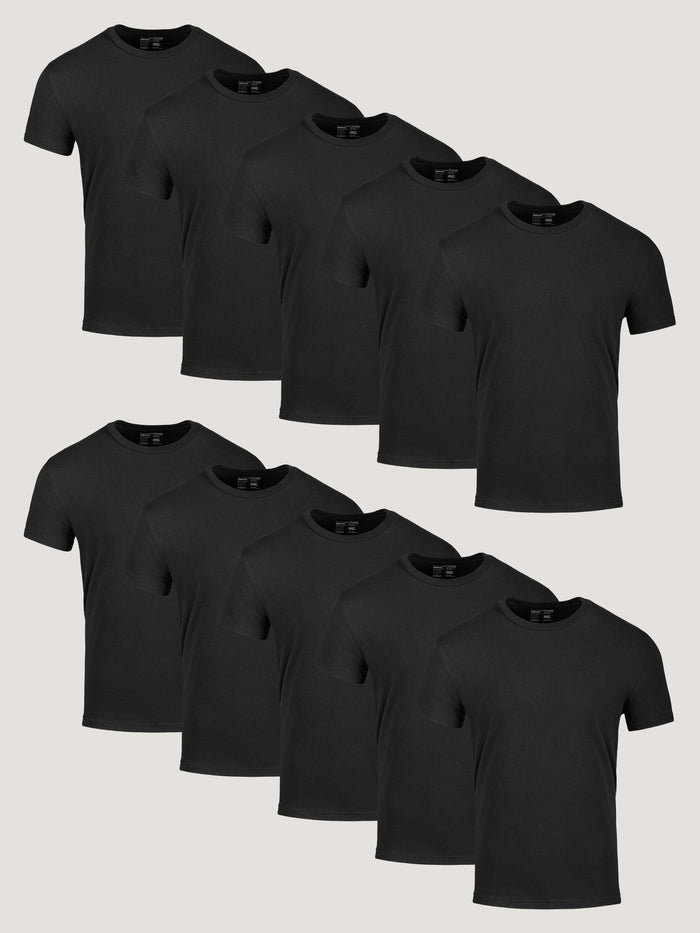 All Black Crew 10-Pack of Mens Tees | Fresh Clean Threads