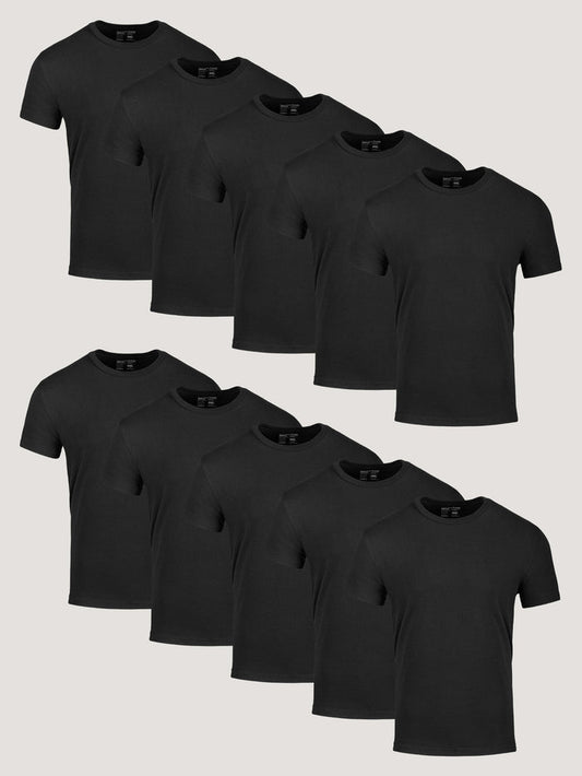 All Black Crew 10-Pack of Mens Tees | Fresh Clean Threads