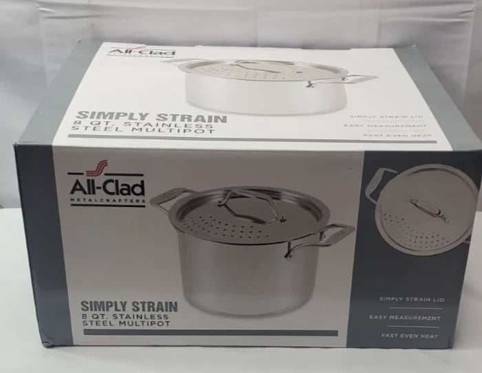 All-Clad Simply Strain Stainless-Steel 8 Qt Multipot with Lid *New, Open Box