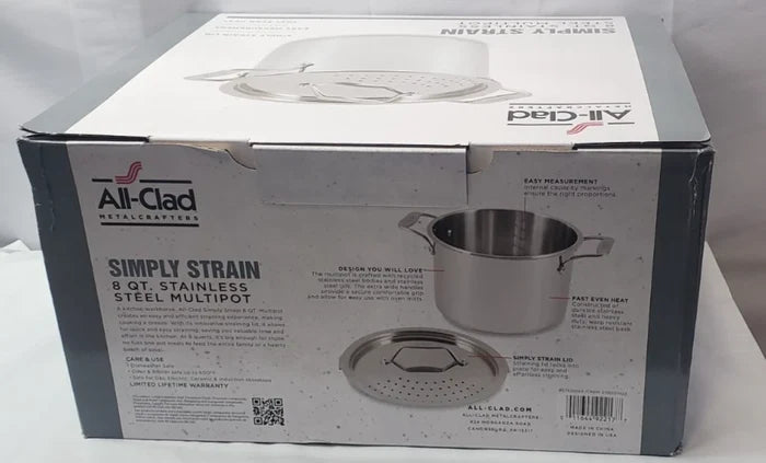 All-Clad Simply Strain Stainless-Steel 8 Qt Multipot with Lid *New, Open Box