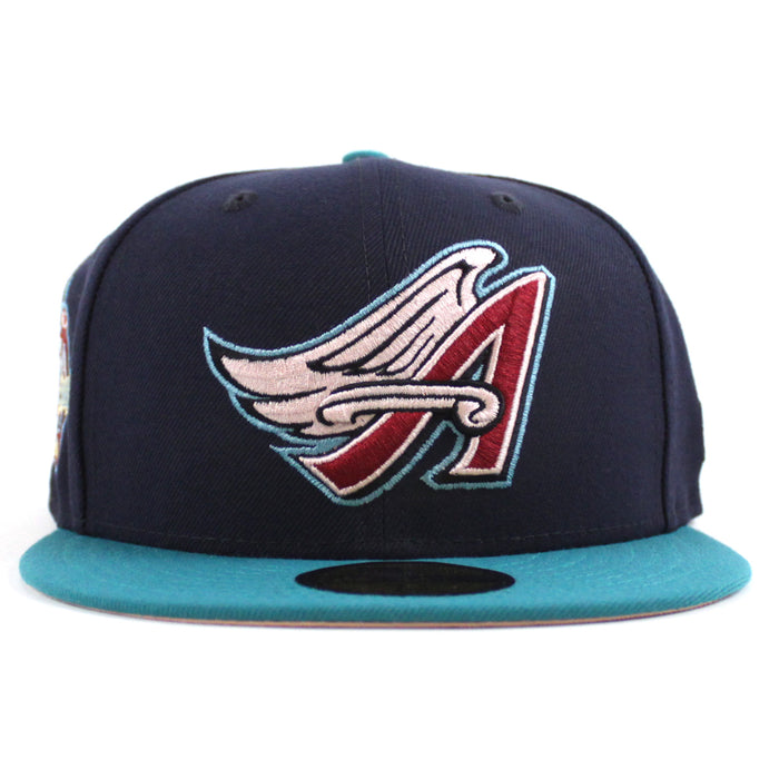 Anaheim Angels 40th New Era 59Fifty Fitted Hat (Navy Aqua Blush Sky Under Brim)
