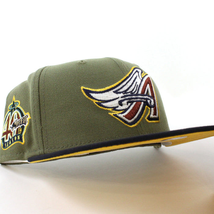 Anaheim Angels 40TH SEASON New Era 59Fifty Fitted Hat (GITD GREEN BARK NAVY GRILLED YELLOW Under Brim)