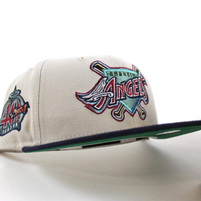 Anaheim Angels 40TH SEASON New Era 59Fifty Fitted Hat (Glow in the Dark STONE NIGHT SHIFT NAVY GREEN Under Brim)