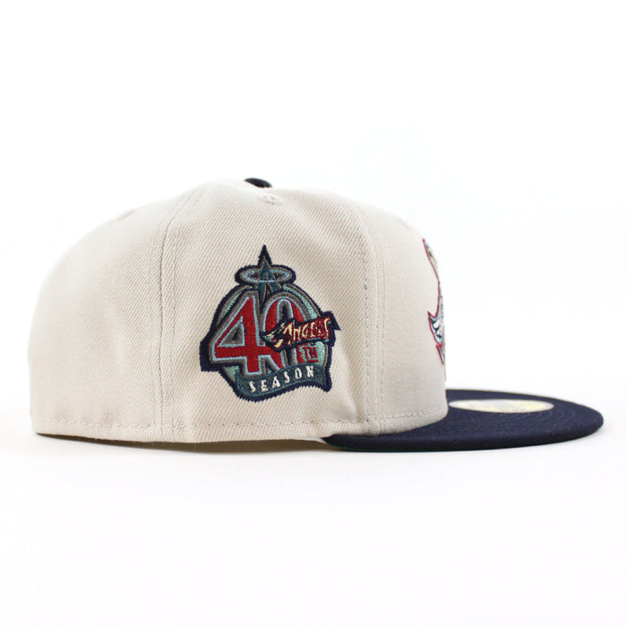 Anaheim Angels 40TH SEASON New Era 59Fifty Fitted Hat (Glow in the Dark STONE NIGHT SHIFT NAVY GREEN Under Brim)