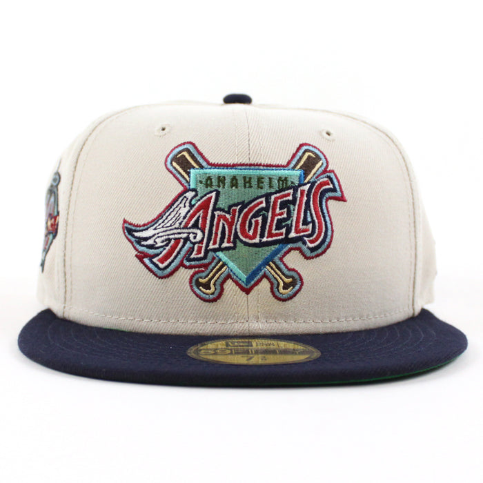 Anaheim Angels 40TH SEASON New Era 59Fifty Fitted Hat (Glow in the Dark STONE NIGHT SHIFT NAVY GREEN Under Brim)