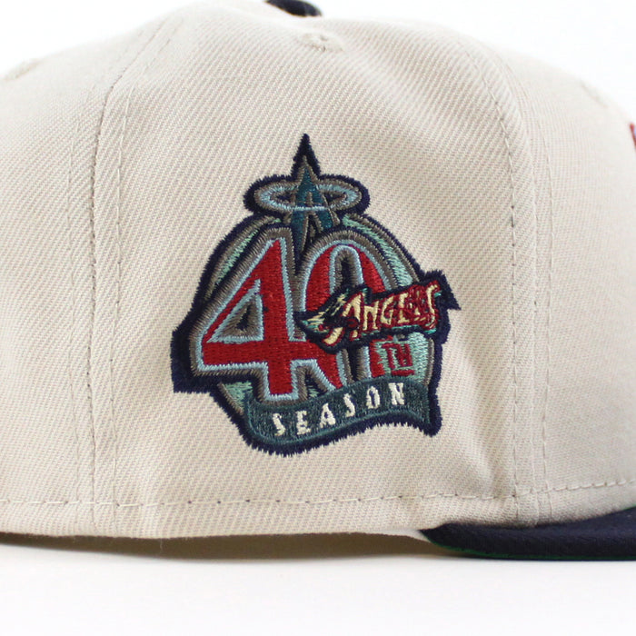 Anaheim Angels 40TH SEASON New Era 59Fifty Fitted Hat (Glow in the Dark STONE NIGHT SHIFT NAVY GREEN Under Brim)