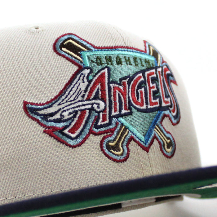 Anaheim Angels 40TH SEASON New Era 59Fifty Fitted Hat (Glow in the Dark STONE NIGHT SHIFT NAVY GREEN Under Brim)