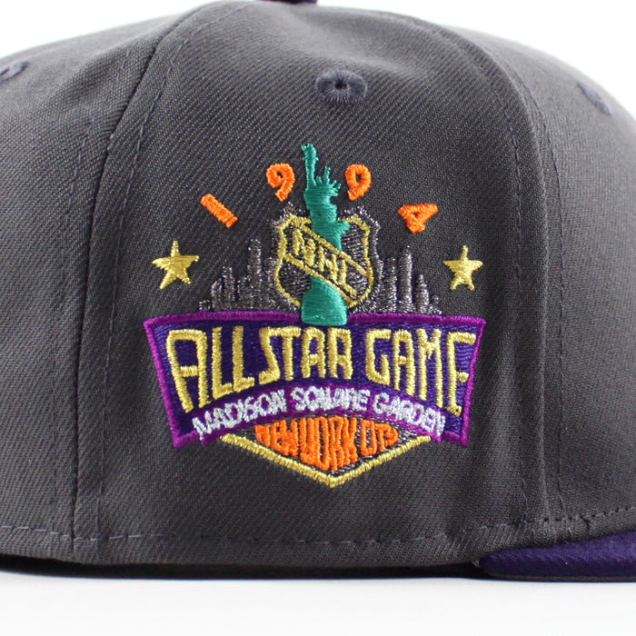 Anaheim Ducks 1994 All Star Game New Era 59Fifty Fitted Hat (Dark Graphite Purple Gray Under brim)