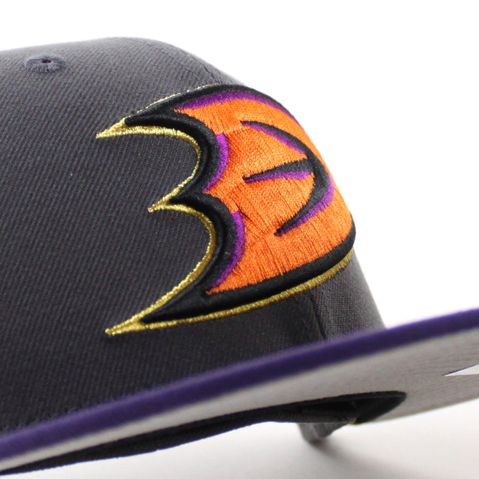 Anaheim Ducks 1994 All Star Game New Era 59Fifty Fitted Hat (Dark Graphite Purple Gray Under brim)