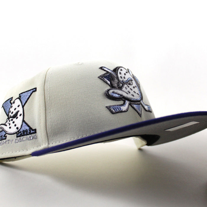 Anaheim Ducks A Mighty Decade New Era 59Fifty Fitted Hat (Chrome White Royal Blue Gray Under brim)