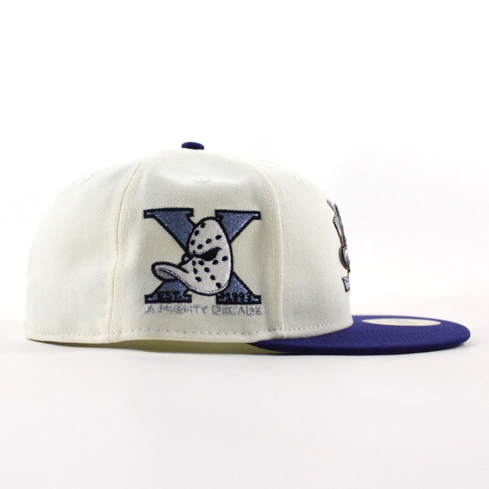 Anaheim Ducks A Mighty Decade New Era 59Fifty Fitted Hat (Chrome White Royal Blue Gray Under brim)