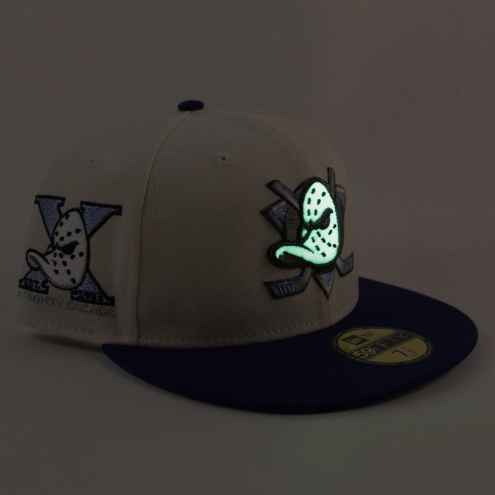 Anaheim Ducks A Mighty Decade New Era 59Fifty Fitted Hat (Chrome White Royal Blue Gray Under brim)