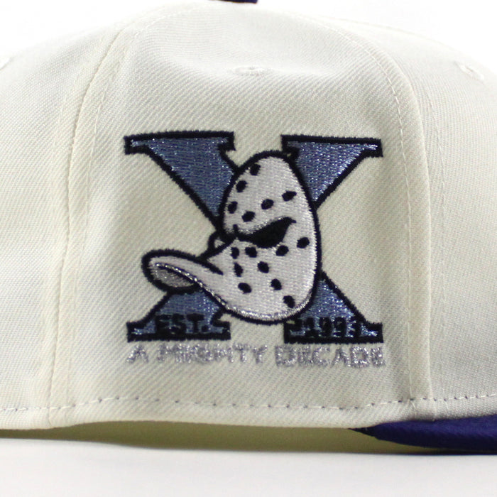 Anaheim Ducks A Mighty Decade New Era 59Fifty Fitted Hat (Chrome White Royal Blue Gray Under brim)