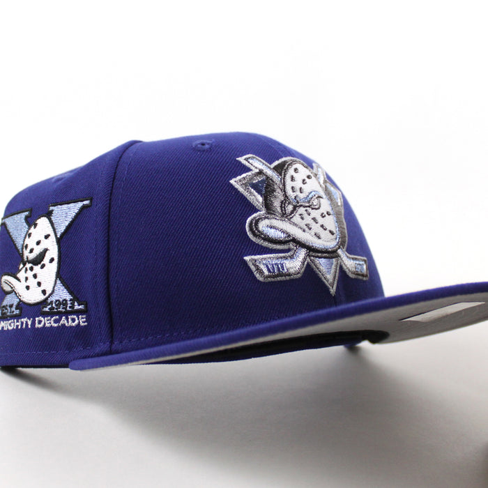 Anaheim Ducks A Mighty Decade New Era 59Fifty Fitted Hat (Royal Blue Gray Under brim)