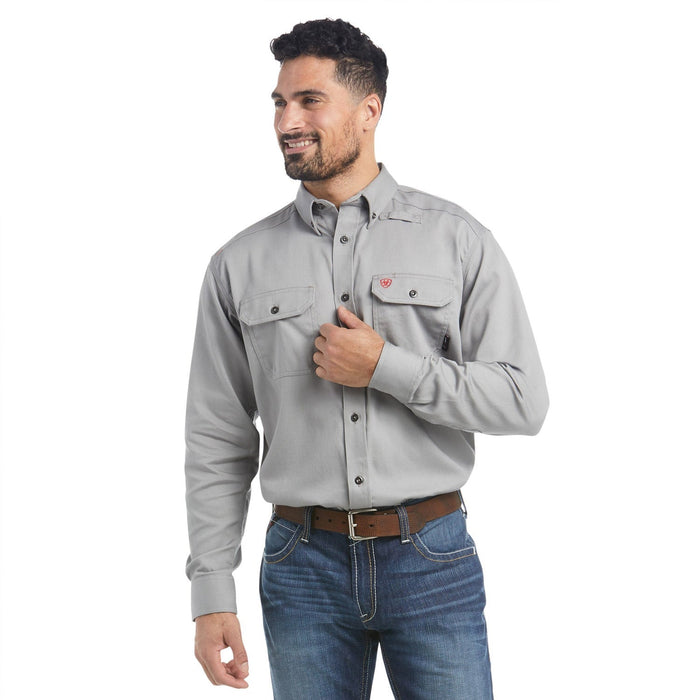 Ariat Men's Flame Resistant Solid Work Shirt Work Shirts Ariat Silver Fox 2XL Reg