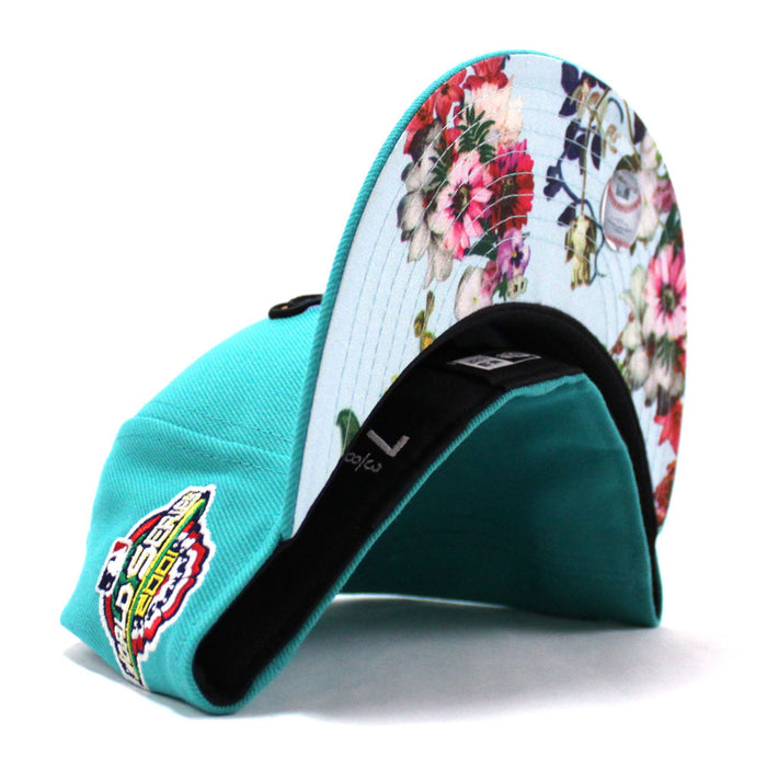 Arizona Diamondbacks 2001 World Series New Era 59Fifty Fitted Hat (D Logo Teal Floral Under Brim)