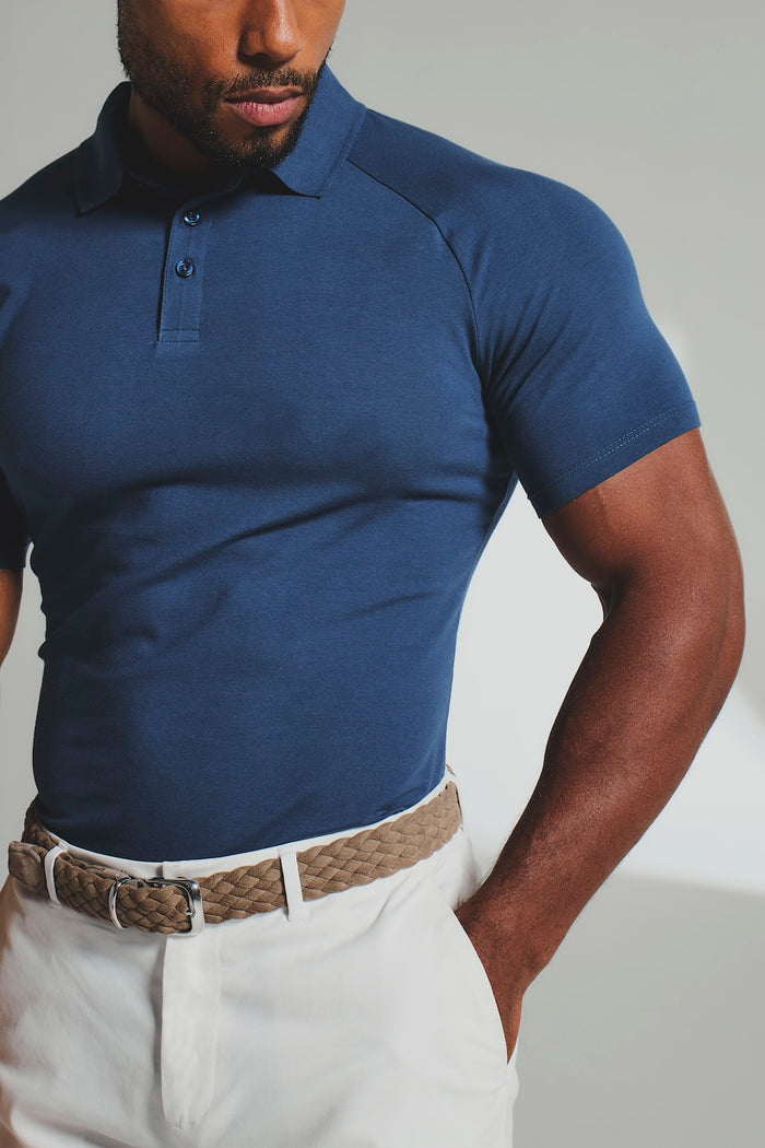 Athletic Fit Polo Shirt in Ink Blue - TAILORED ATHLETE - USA