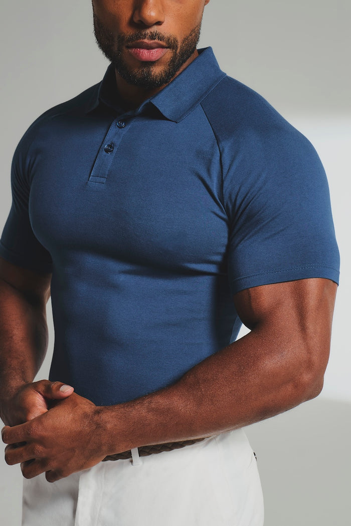 Athletic Fit Polo Shirt in Ink Blue - TAILORED ATHLETE - USA