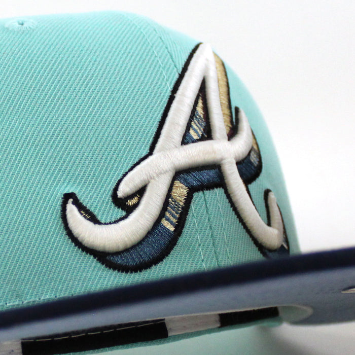 Atlanta Braves 2017 INAUG New Era 59Fifty Fitted Hat (Glow in the Dark BLUE TINT OCEANSIDE BLUE BIRDSEYE BLUE Under Brim)