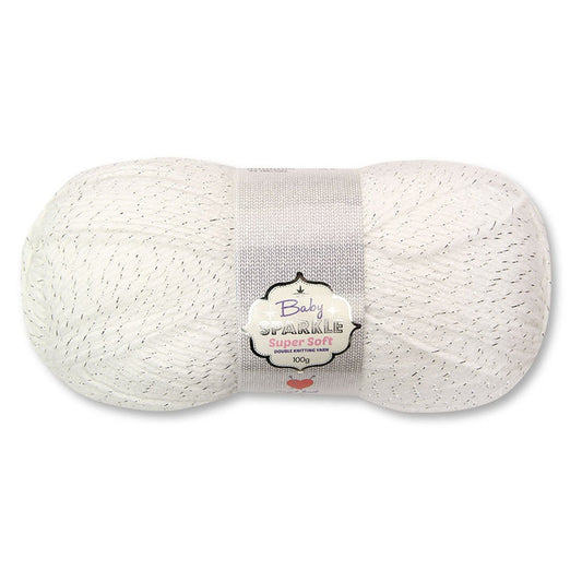 Baby Sparkle Knitting Yarn 2X100G White 325363-WHITE