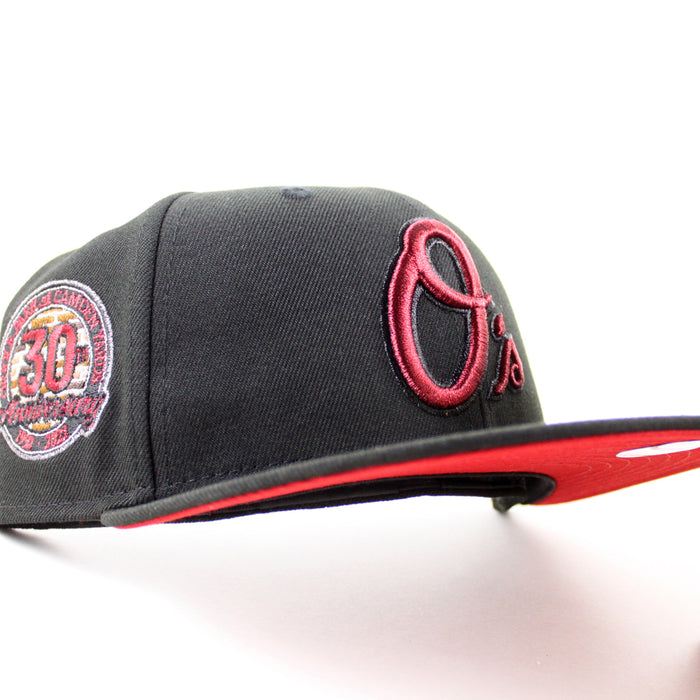 Baltimore Orioles 30th Anniversary 59Fifty New Era Fitted Hat (Black Scarlet Red Under Brim)