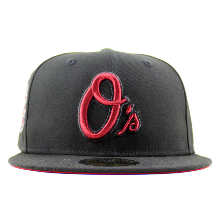 Baltimore Orioles 30th Anniversary 59Fifty New Era Fitted Hat (Black Scarlet Red Under Brim)