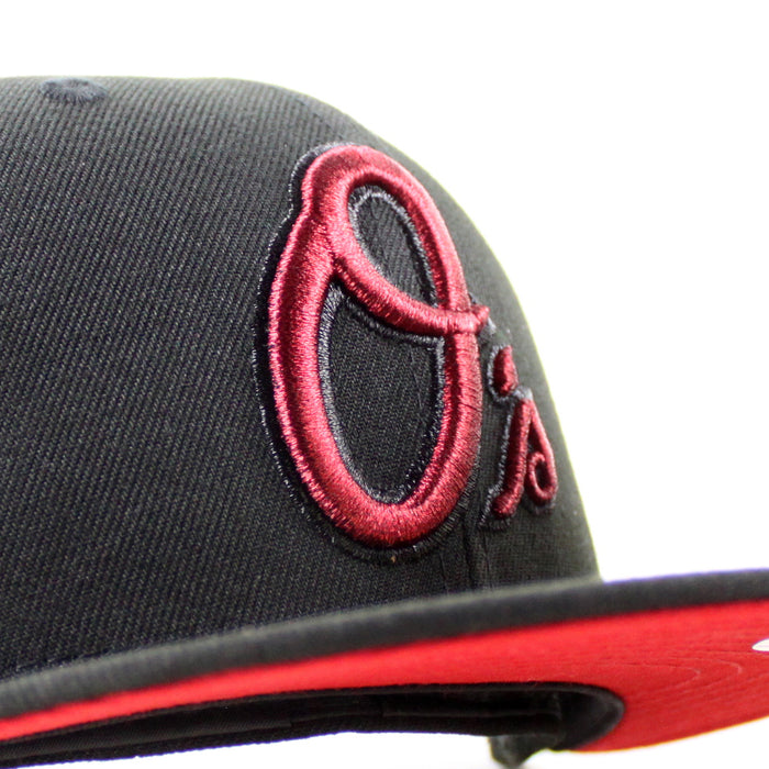 Baltimore Orioles 30th Anniversary 59Fifty New Era Fitted Hat (Black Scarlet Red Under Brim)