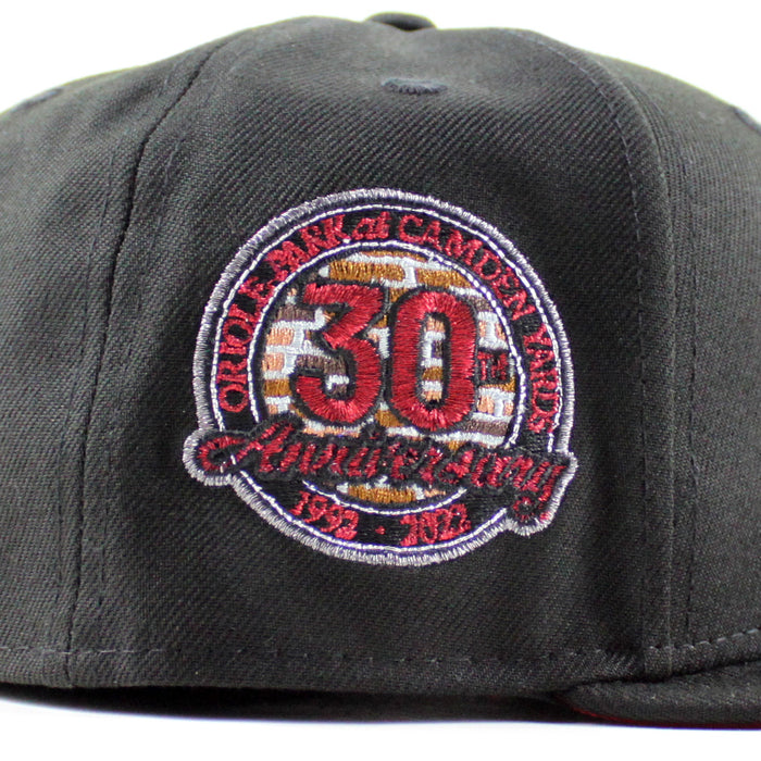Baltimore Orioles 30th Anniversary 59Fifty New Era Fitted Hat (Black Scarlet Red Under Brim)