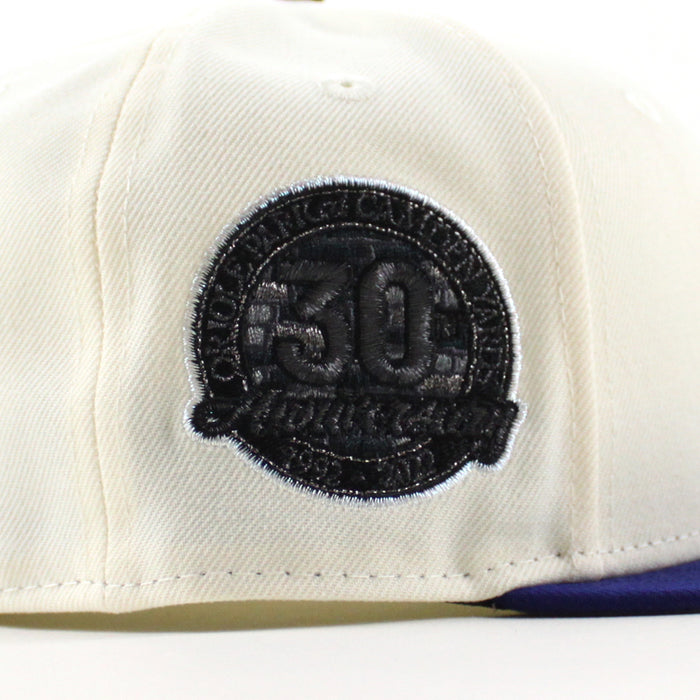 Baltimore Orioles 30th Anniversary 59Fifty New Era Fitted Hat (Chrome White Dark Royal Blue Gray Under Brim)