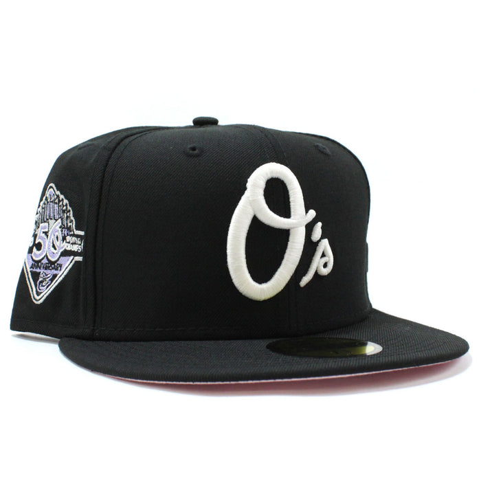 Baltimore Orioles 50TH Anniversary 59Fifty New Era Fitted Hat (GITD Black Pink Under Brim)
