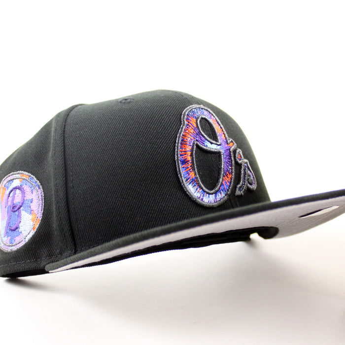 Baltimore Orioles B Patch 59Fifty New Era Fitted Hat (Black Gray Under Brim)