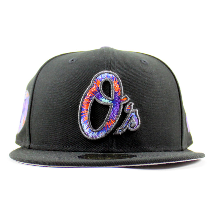 Baltimore Orioles B Patch 59Fifty New Era Fitted Hat (Black Gray Under Brim)
