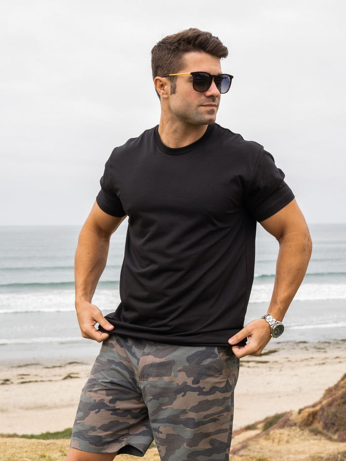 rob is 5'8, 160lbs and wears size m # Basic Head-to-Toe 3-Pack | Black Lifestyle Size /medium | Fresh Clean Threads