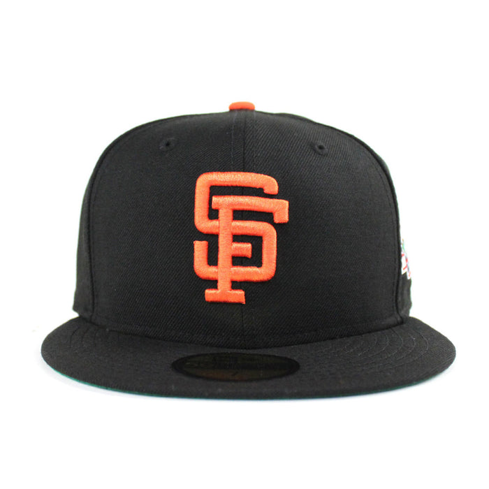 BATTLE OF THE BAY San Francisco Giants 1989 World Series Patch New Era 59Fifty Fitted Hats (BLACK GREEN UNDER BRIM)