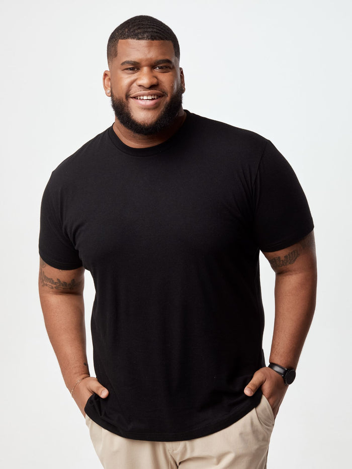 Steven is 6', 275lbs and wears a size 3xl # Best Sellers 10-Pack | Black Crew Neck | Fresh Clean Threads