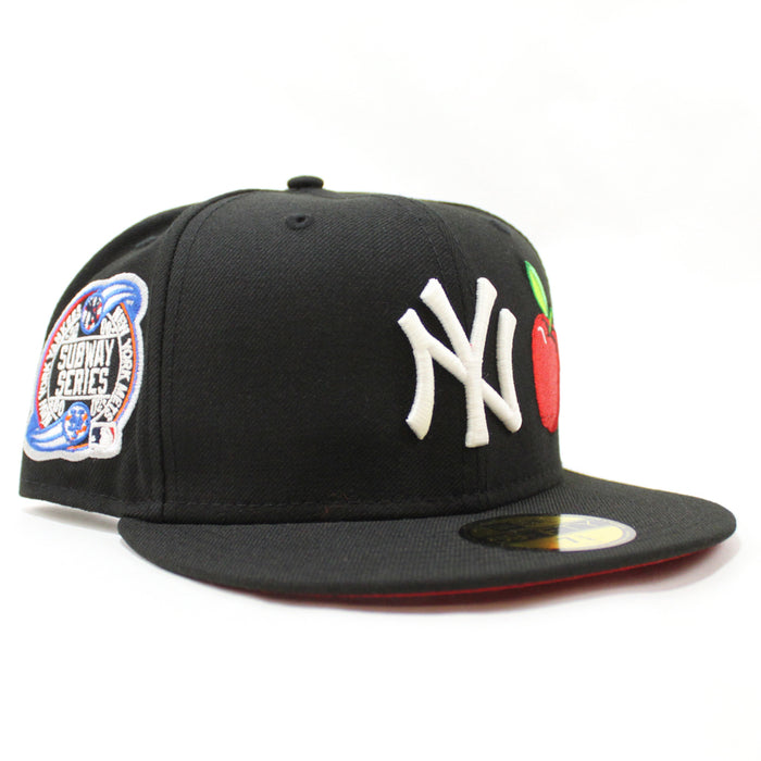 Big Apple New York Yankees Subway New Era 59Fifty Fitted Hat (GITD Black Red Under Brim)