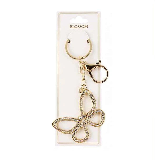 Blossom Rhinestone Butterfly Keychain - Elegant Crystal Butterfly Bag Charm & Keyring (IKC-922)