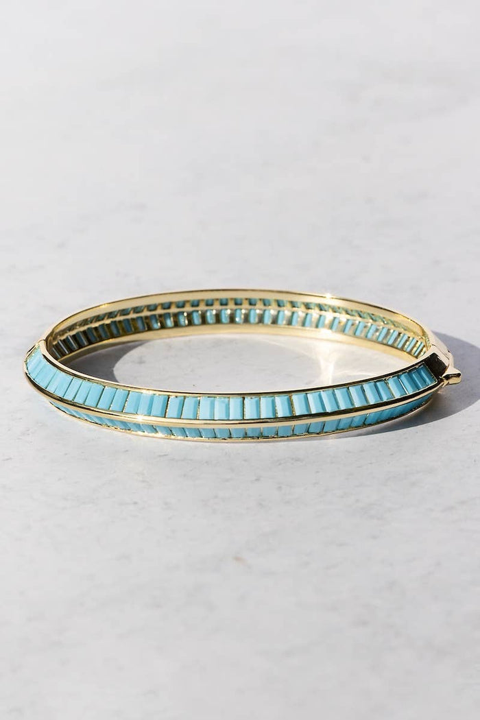 Bracelet-Gold Plate+Turquoise Razor Edge Bangle