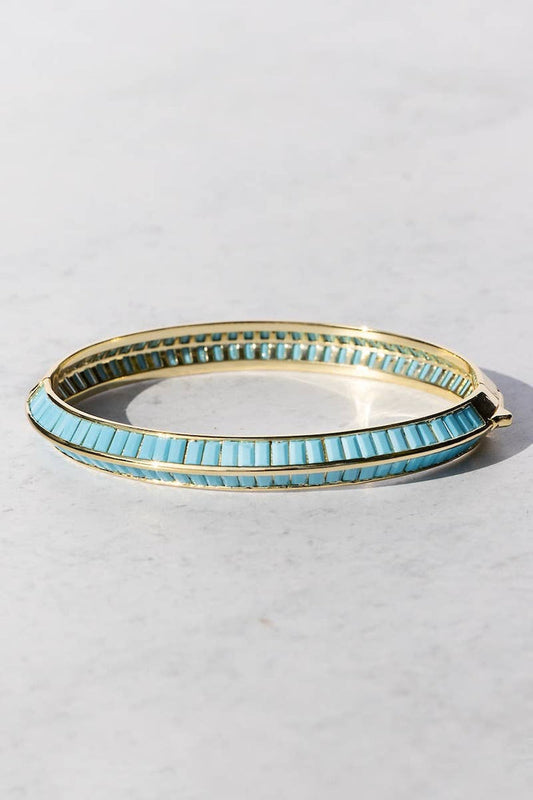 Bracelet-Gold Plate+Turquoise Razor Edge Bangle