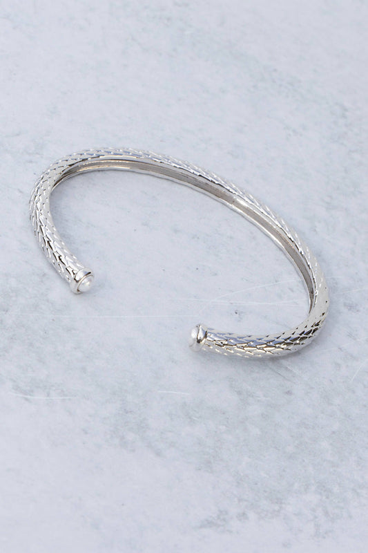 Bracelet-Sterling Silver + Pearl Bali Open Slim Gemstone Bangle