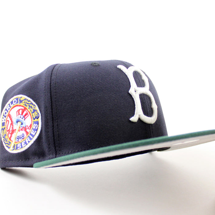 BROOKLYN DODGERS 1949 World Series ROBINSON New Era 59Fifty Fitted Hat (Navy GREEN Gray Under Brim)