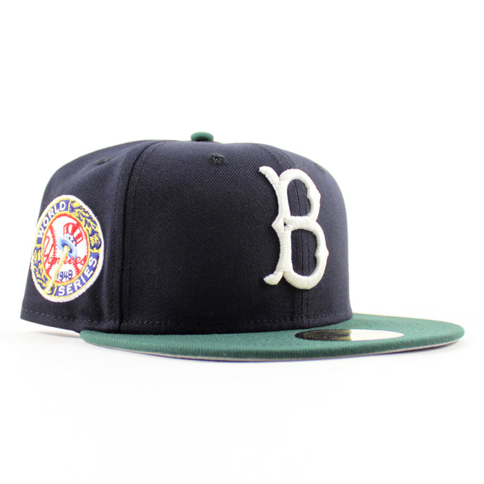 BROOKLYN DODGERS 1949 World Series ROBINSON New Era 59Fifty Fitted Hat (Navy GREEN Gray Under Brim)